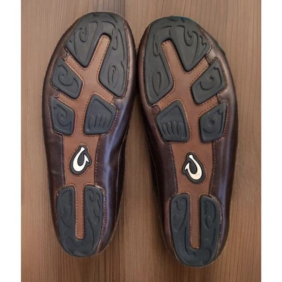 OluKai Loafers Brown Leather Akepa Moc Moccasin Slip On Driving Shoe Mens 10.5 main image 7